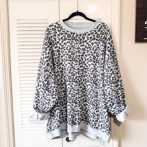 American Eagle Grey Leopard Pullover